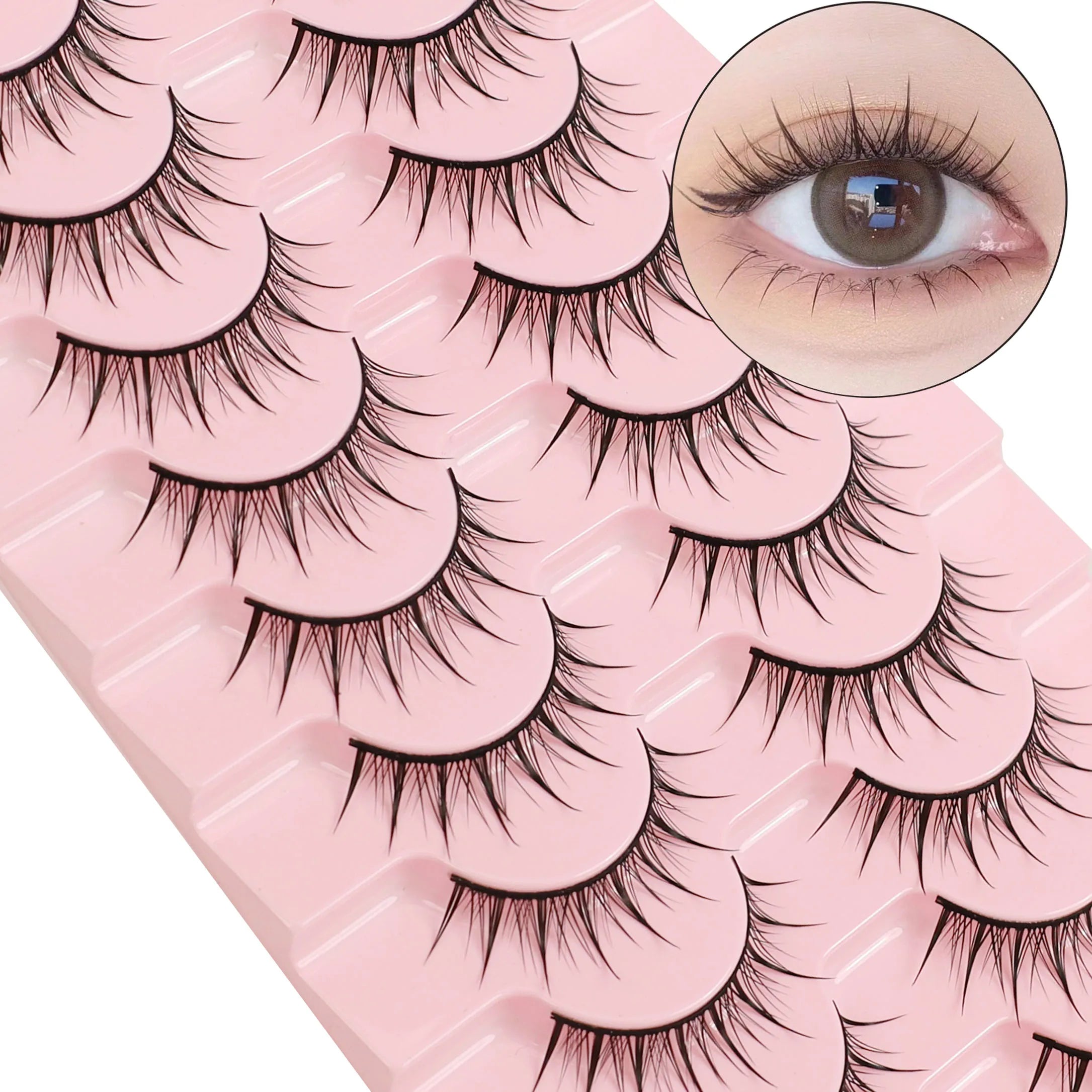 10 Pairs of Natural False Eyelashes Cartoon Style 3D Imitation Mink Fur Wing Shape Soft and Natural Realistic Eyelash Extension