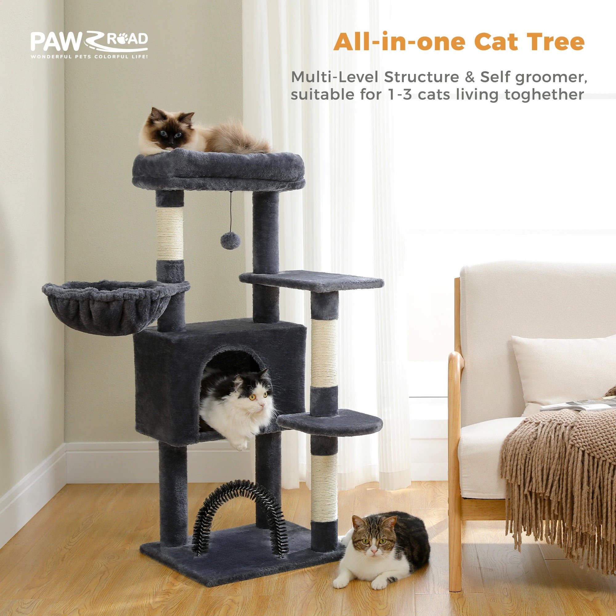 Multi-Level Cat Tree Tower with Sisal Scratching Posts and Pad Soft Top Perch Large Cat Condo for Indoor Cat Scratchers Cat Toys