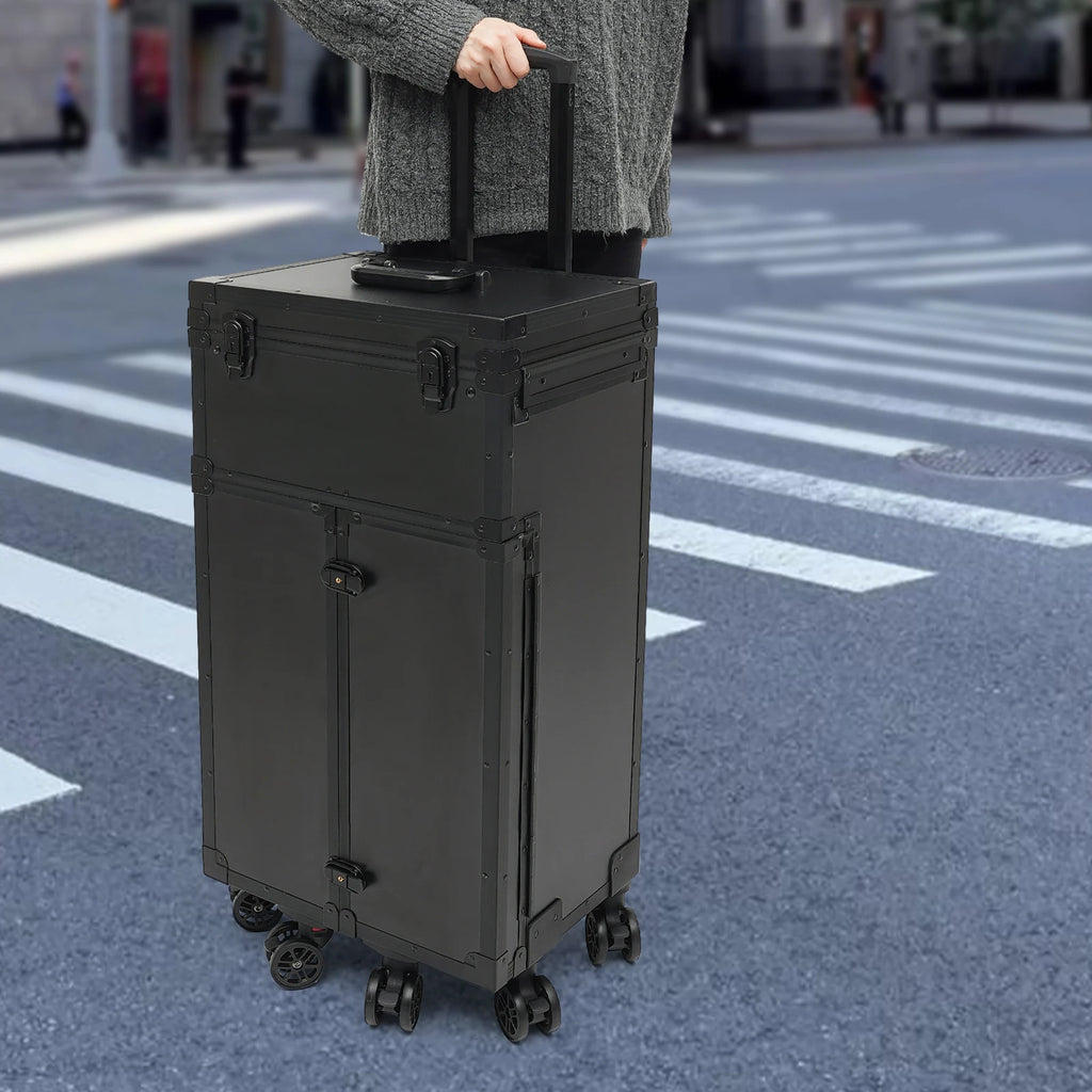 31.15inch Professional Rolling Makeup Case 4 Drawers Pro Makeup Artist Cosmetic Train Case Makeup Organizer Travel Case