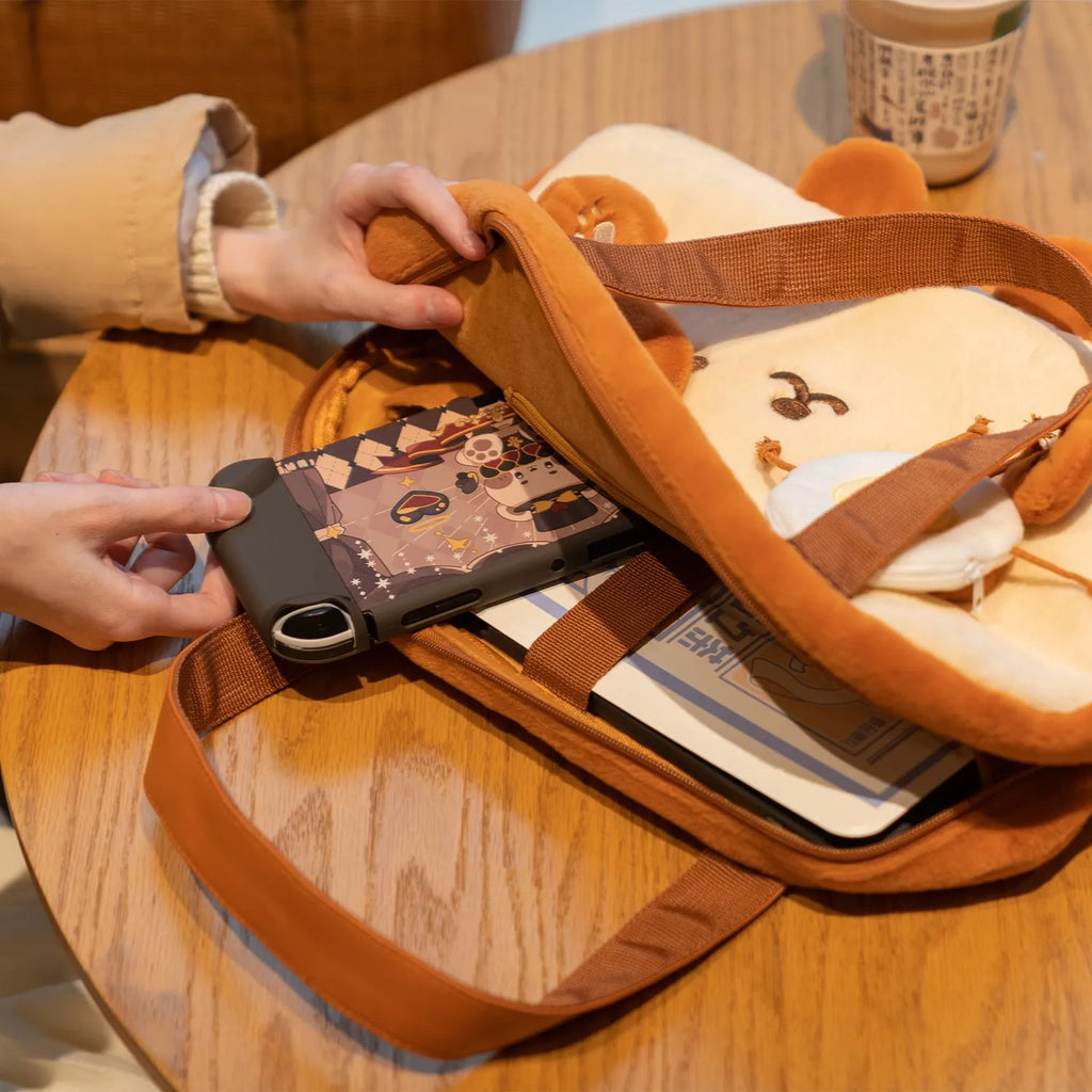 GeekShare Women's School Messenger Bags Kawaii Dog Toast Plush Shoulder Bag Female Handbags Fashion Brown Large Capacity Bags