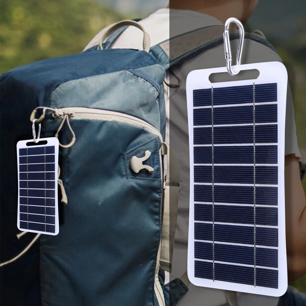 2W 5V Solar Charging Panel Waterproof Battery Charger Power Emergency Panel Phone Power Bank for Camping Backpacking Hiking