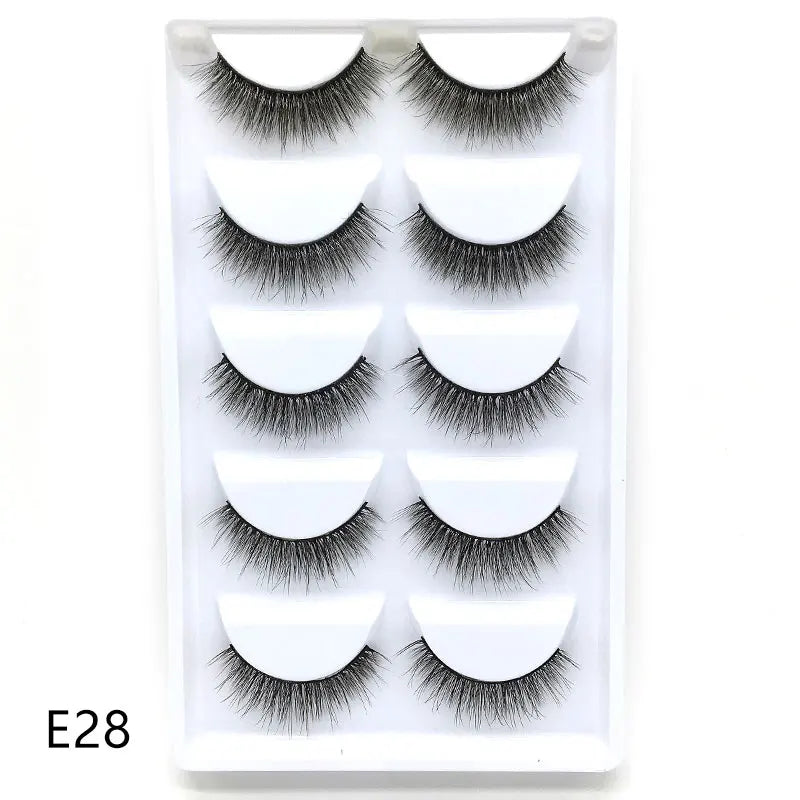 New 5Pairs Handmade 3d Mink Lashes Short False Eyelashes Cross Messy Dense Natural Eye Lashes Stage Makeup False Eyelashes E08