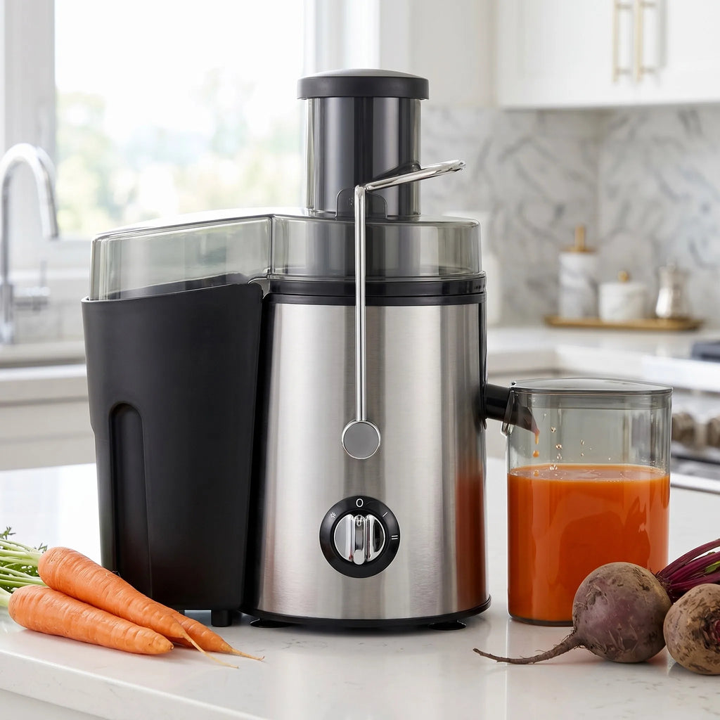 Juicer, 800 Watt Centrifugal Juicer with Wide Mouth 3" Fruit & Vegetable Feed Chute, Easy to Clean, Stainless Steel (Silver)