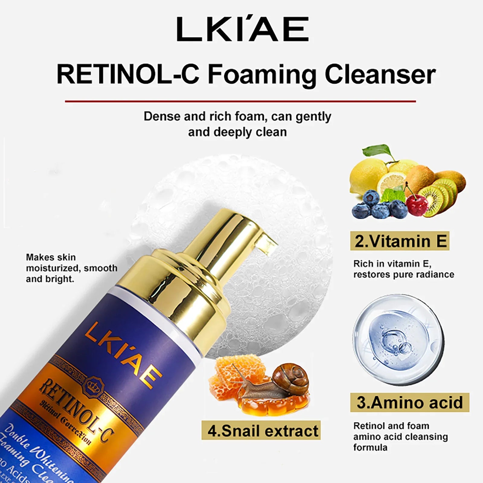 LKIAE Retinol Whitening Skin Care Set, Moisturizing, Reduce Wrinkles, Fine Lines, Dark Spots, With Collagen, Snail Extract