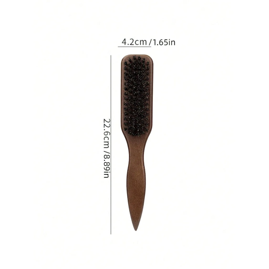 Natural Wild Boar Bristle Hair Styling Brush, Polished Solid Wood Handle Hair Comb, High Resilience Soft Bristle Edge Brush for Men Women Beard & Hair Finishing