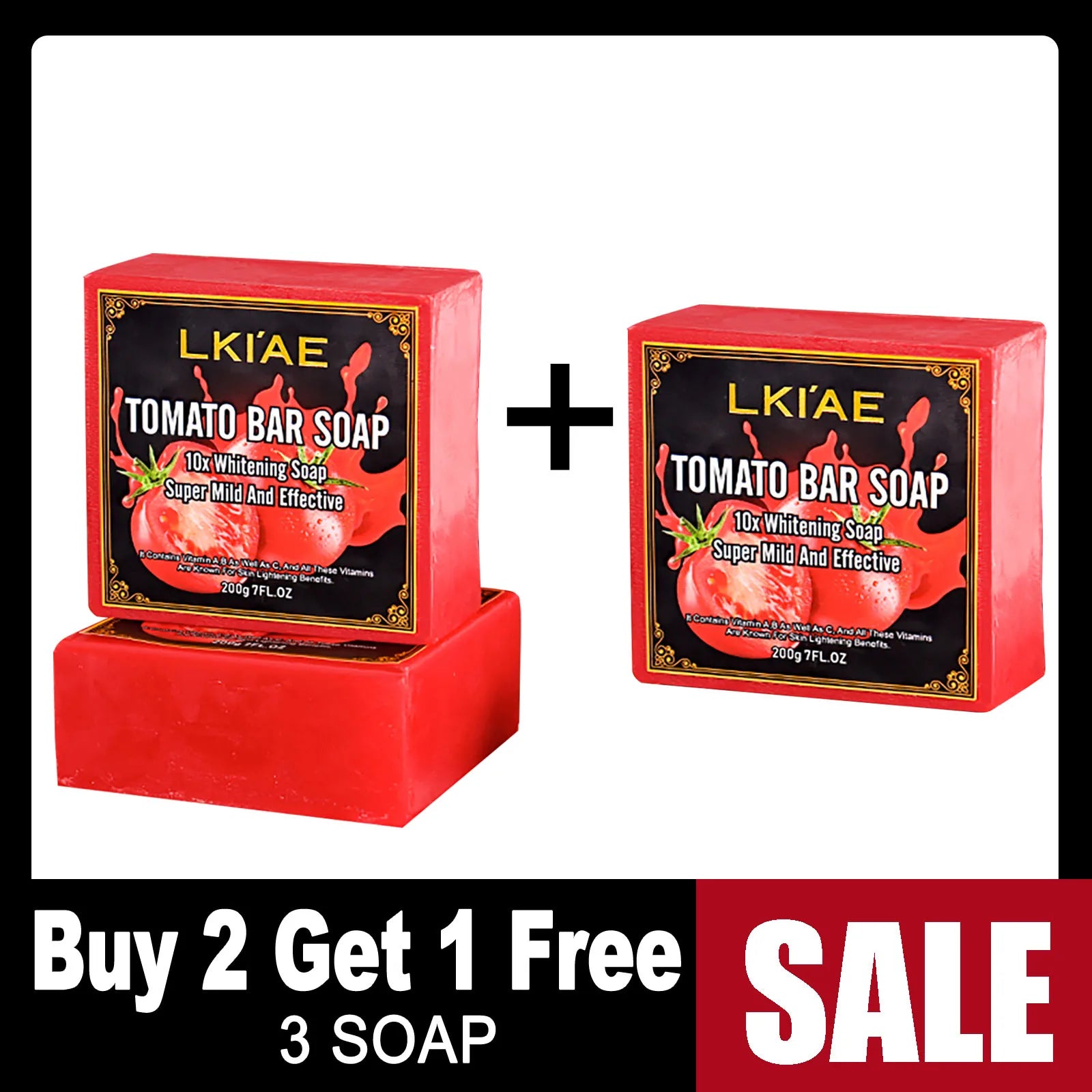 AILKE Organic Tomato Soap Bar, Lightening Skin, Deeply Clean, Exfoliate, Remove Dark Spots, Moisturizing, For Face, Body, 200g