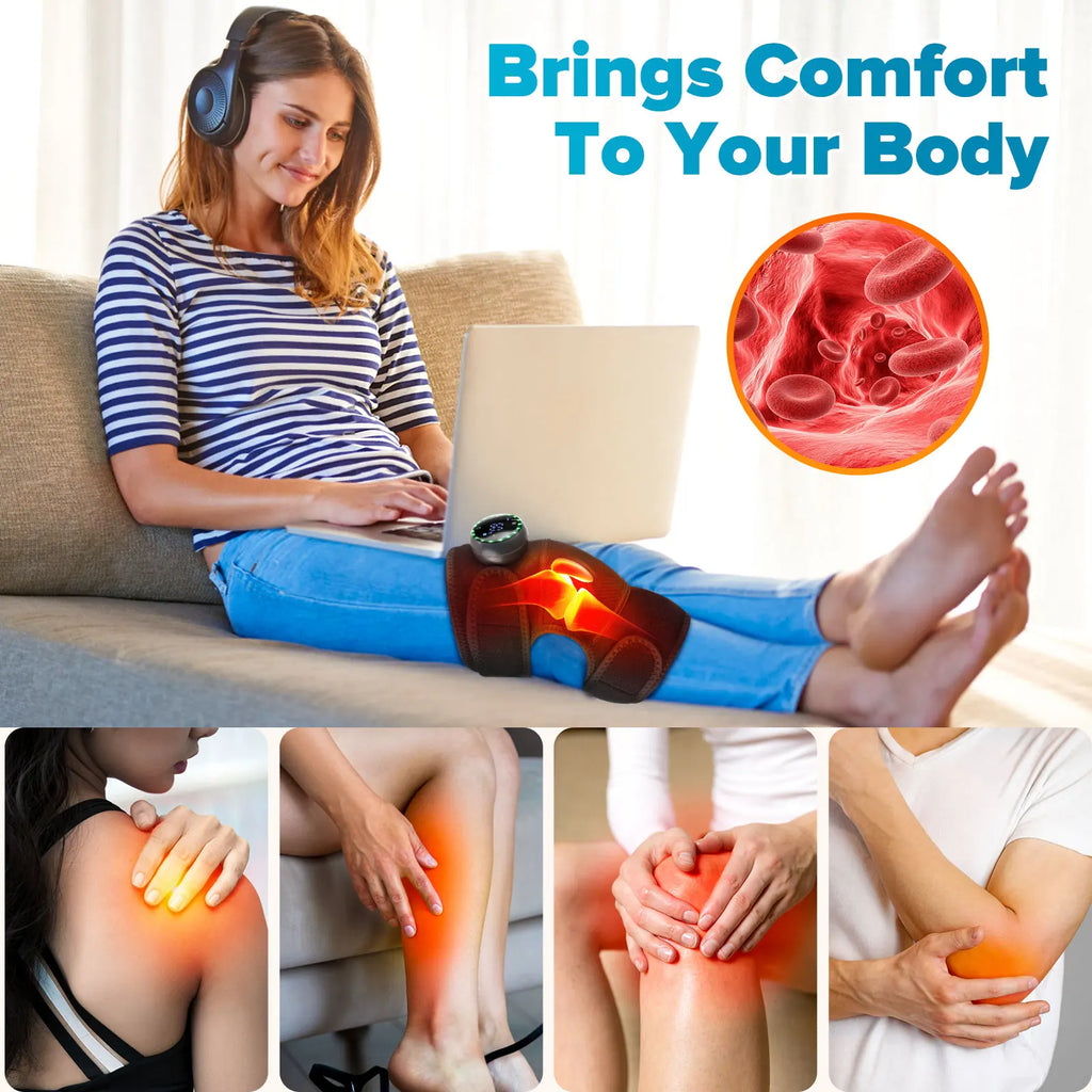 3-in-1 Electric Heating Knee Pad Massager for Shoulder Elbow 5-level Vibration Hot Compress Cordless Massage Muscle Joint Relax