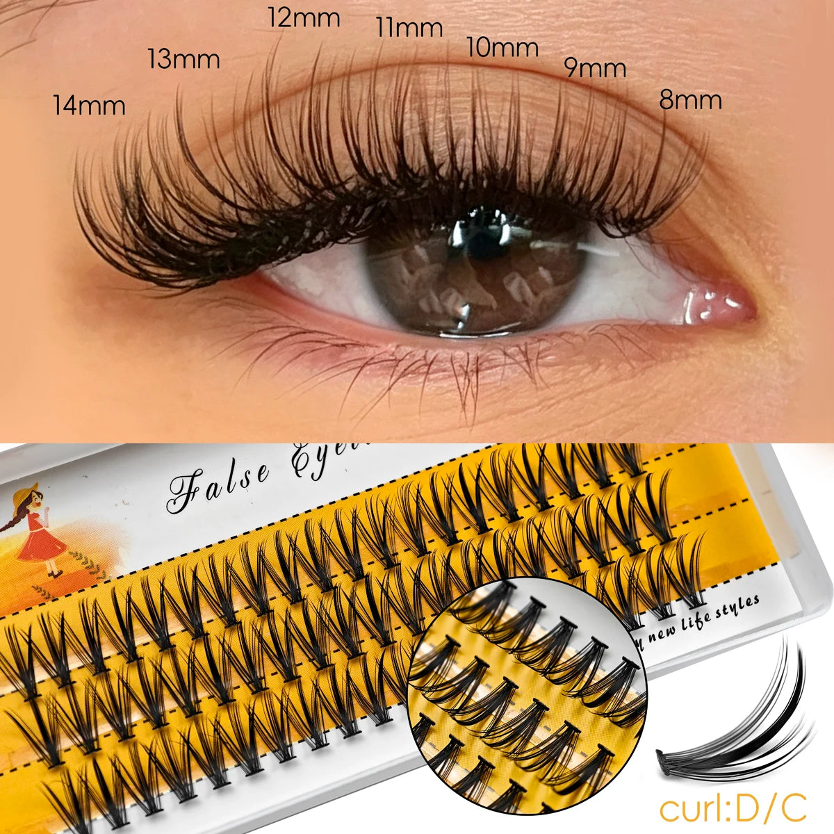 20D/30D Mink Eyelashes 1 Box /60 Bundles Natural Eyelashes Extension 3D Russia Individual Eyelash Cluster Makeup Tools Eye Black