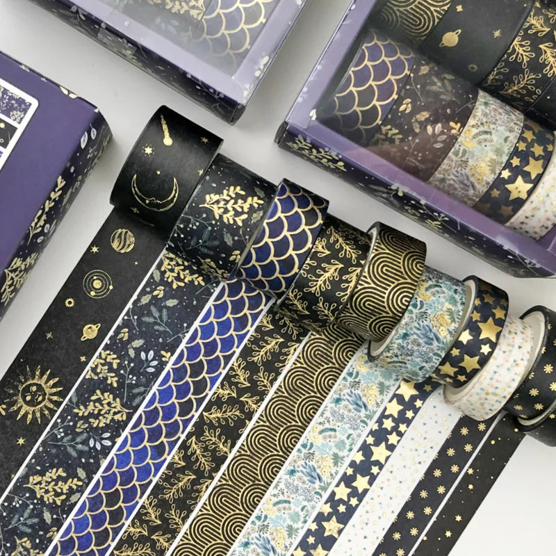 Cute Pink Series Decorative Washi Tape with Gold Foil Elements, Japanese Style Stationery for DIY Journal Scrapbooking, Sticker Label Decoration