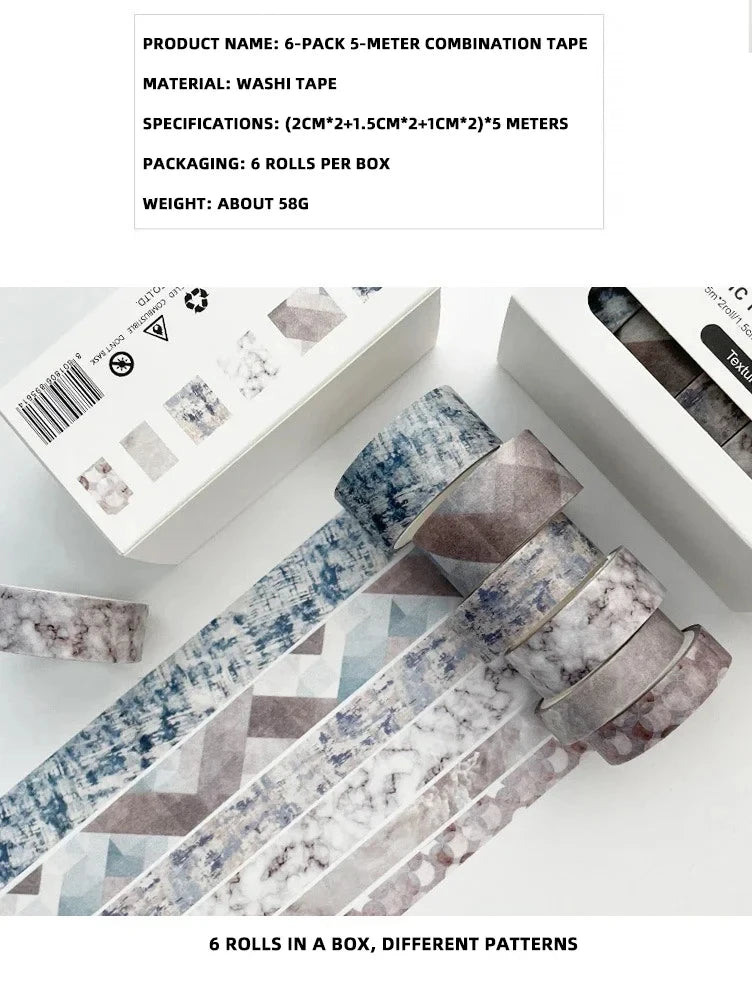 6 Rolls/Box, Diy Grid Washi Tape, Masking Tape, Perfect For Diy Journals And Notebooks, Perfect For Those Who Love Journaling.