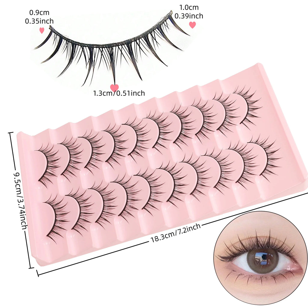 10 Pairs of Natural False Eyelashes Cartoon Style 3D Imitation Mink Fur Wing Shape Soft and Natural Realistic Eyelash Extension