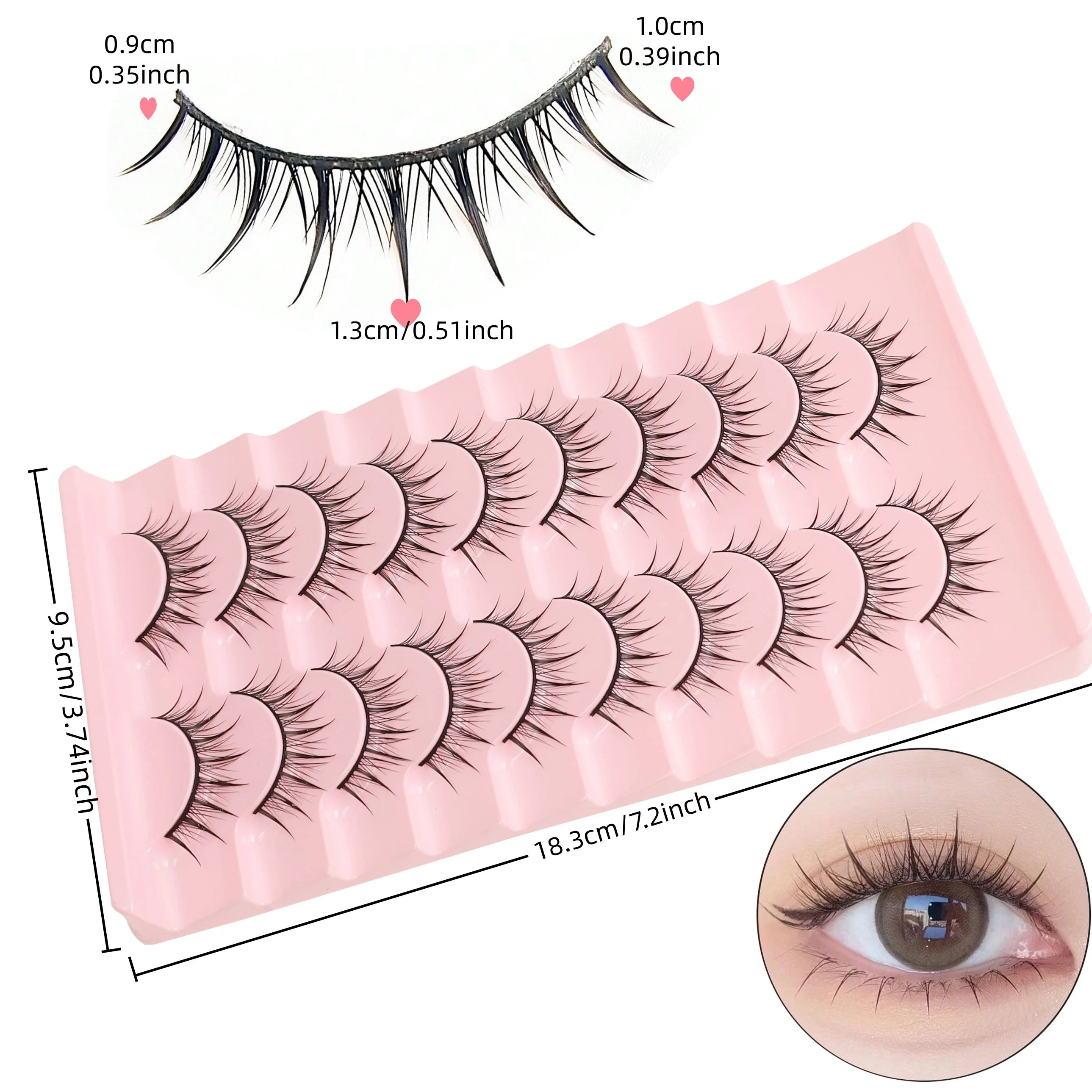 10 Pairs of Natural False Eyelashes Cartoon Style 3D Imitation Mink Fur Wing Shape Soft and Natural Realistic Eyelash Extension