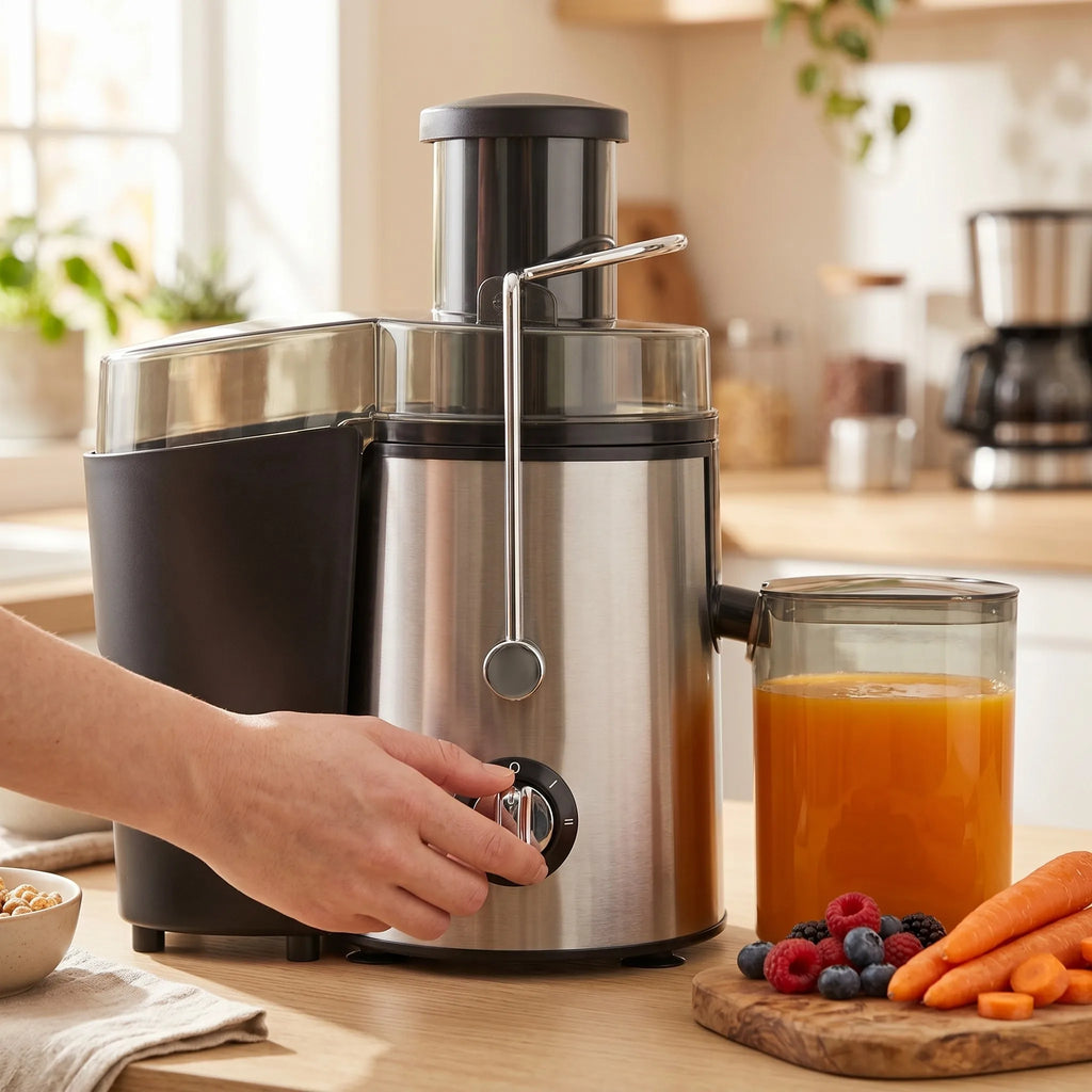 Juicer, 800 Watt Centrifugal Juicer with Wide Mouth 3" Fruit & Vegetable Feed Chute, Easy to Clean, Stainless Steel (Silver)
