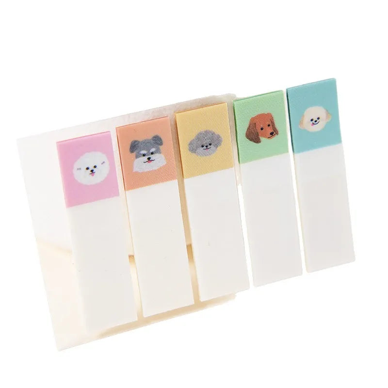100Sheets Cute Cartoon Cat Dog Tabs Index Waterproof Self Adhesive Memo Pad Sticky Notes Bookmark Stationery School Supplies