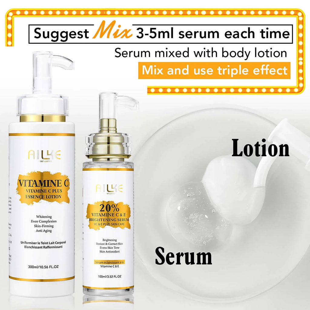 AILKE Lightening Body Cream, With Vitamin C, Hyaluronic Acid, Shea Butter, Reduce Black Spots, Even Skin Tone, Hydration Lotion