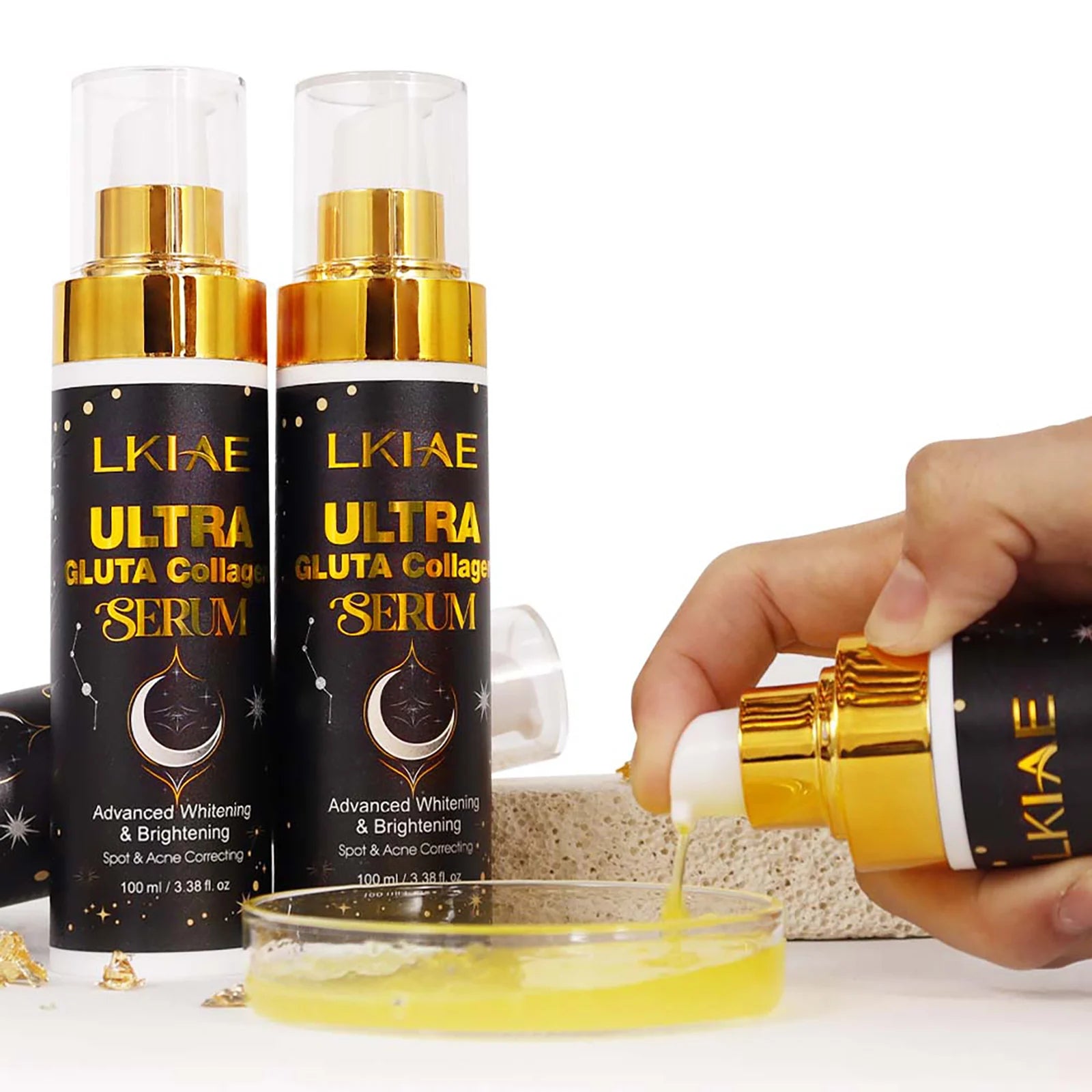 LKIAE Ultra Glutathione Collagen Whitening Serum, Moisturizing, With Licorice, Anti Acne, Dark Spots Essence for Face and Body