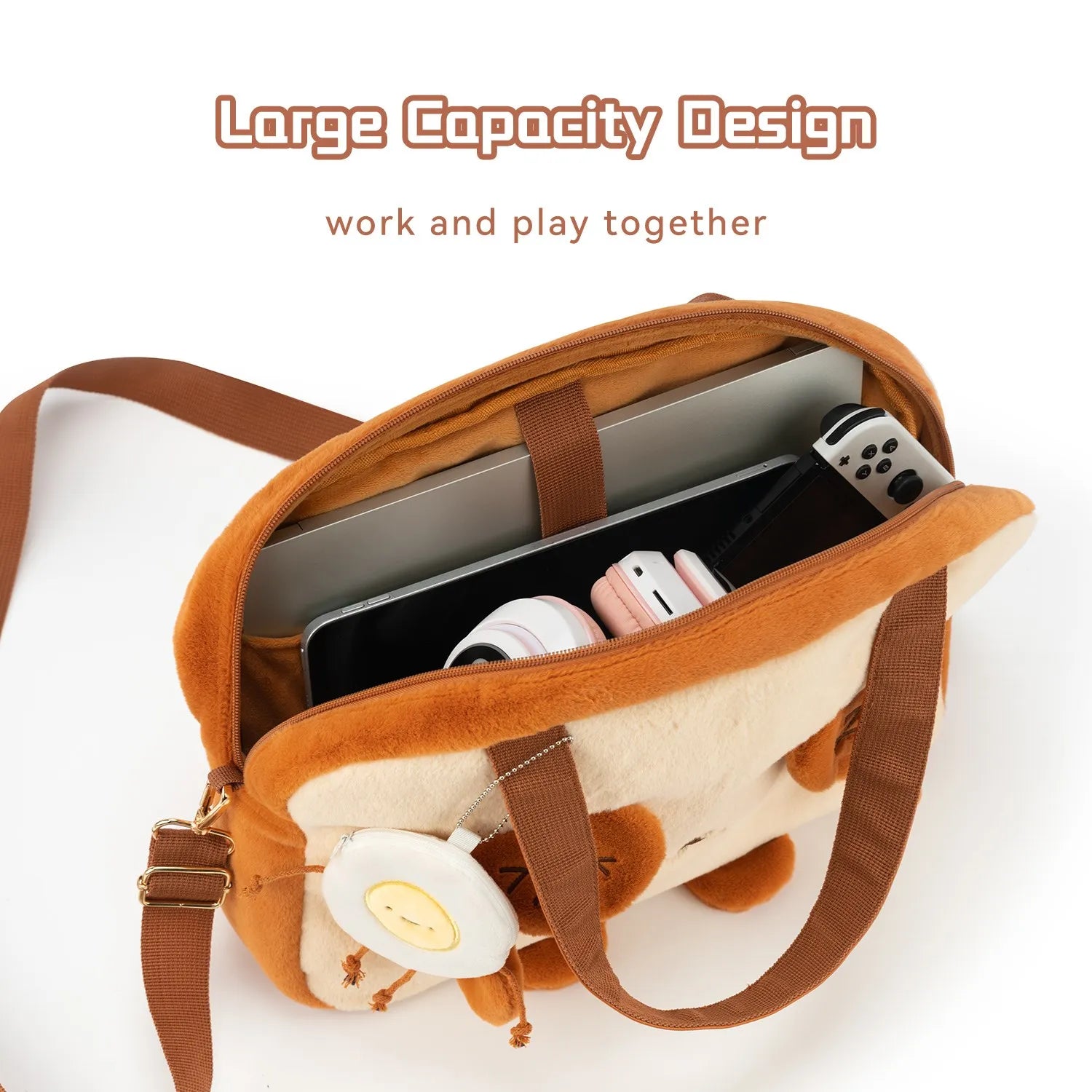 GeekShare Women's School Messenger Bags Kawaii Dog Toast Plush Shoulder Bag Female Handbags Fashion Brown Large Capacity Bags