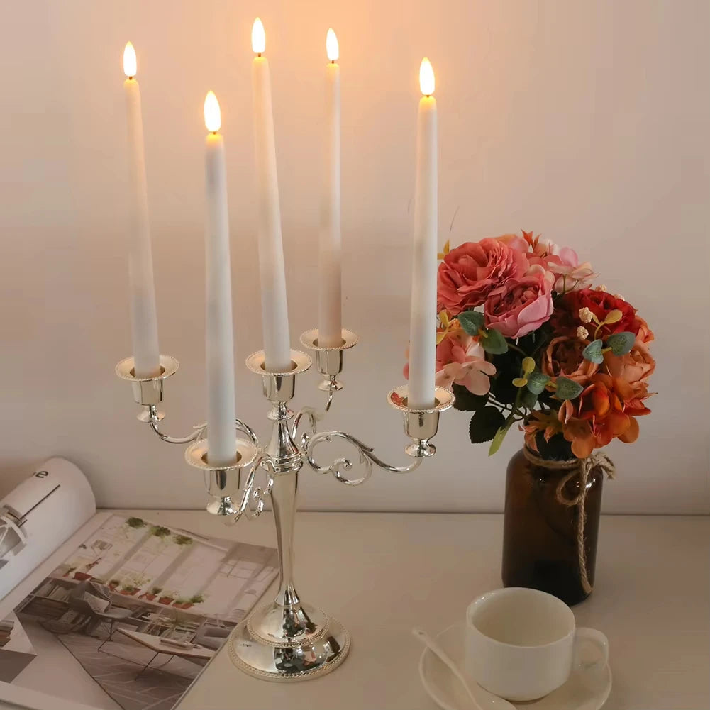 LED Flameless Taper Candles Flickering with 10-Key Remote 11" Battery Operated Ivory Candlesticks Christmas Home Wedding Decor