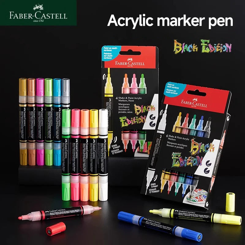 Faber-Castell Boxed Double-ended Acrylic Pen Waterproof Soft-Bristled Marker Pen DIY Hand-painted Ceramic Graffiti Painting Pen