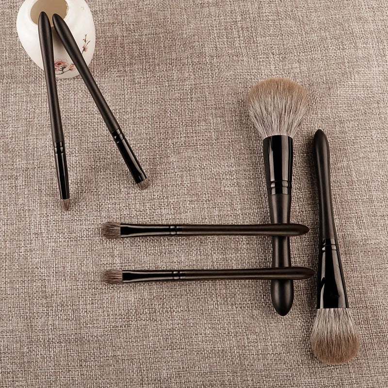 6pcs/set Fox hair Makeup brushes Set Powder Blusher Crease Eyeshadow Detail Liner Shadow Make up brushes Travle siz Ebony Handle