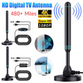4K/1080P HD Digital TV Antenna with Signal Amplifier 480+ Miles Indoor Outdoor Antenna Magnetic Base VHF UHF Digital HD Aerial