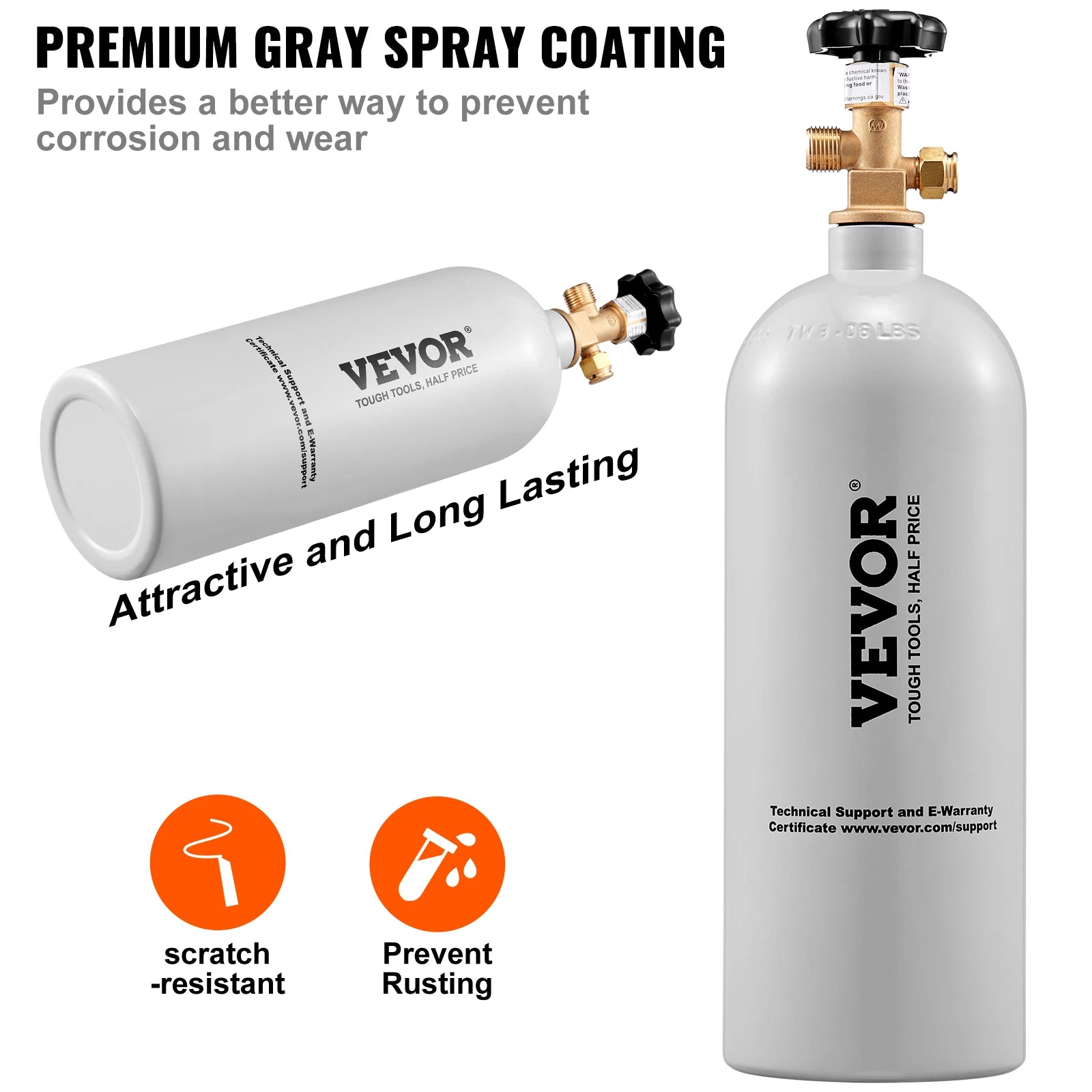 SucceBuy 5 Lbs CO2 Tank Aluminum Gas Cylinder Brand New CO2 Cylinder with Gray Spray Coating CO2 Tank with CGA320 Valve
