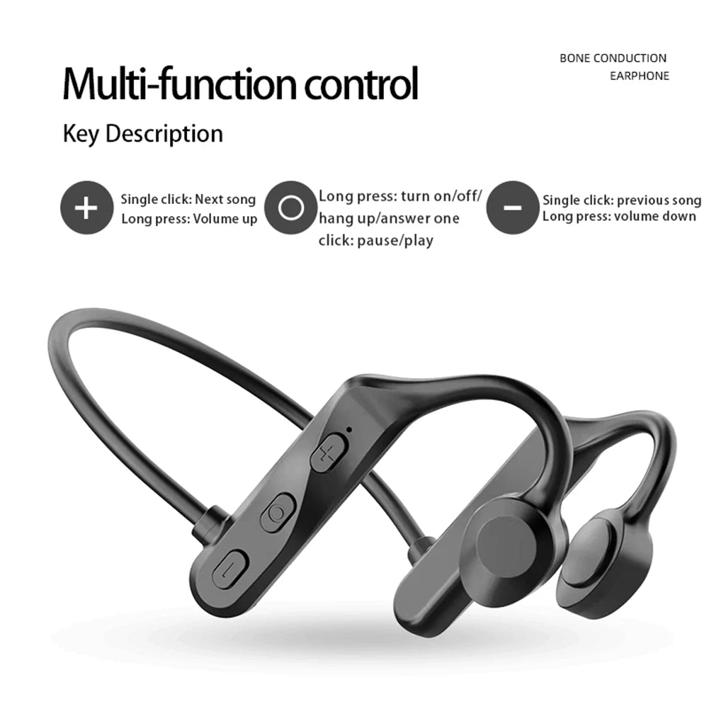 Wireless Headphones Handfree Bone Conduction Headphones Bluetooth-Compatible Comfortable To Wear for Outdoor Sports