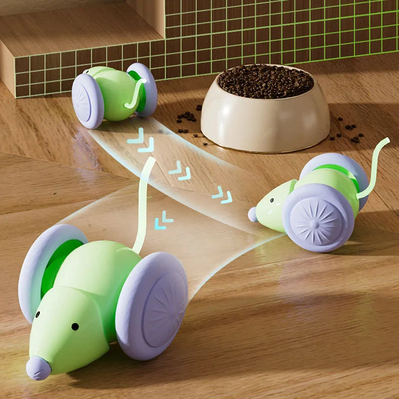 Electric Mouse Car Interactive Cat Toy Rechargeable Automatic Kitten Toy Intelligent Obstacle Avoidance Pet Cat Toy