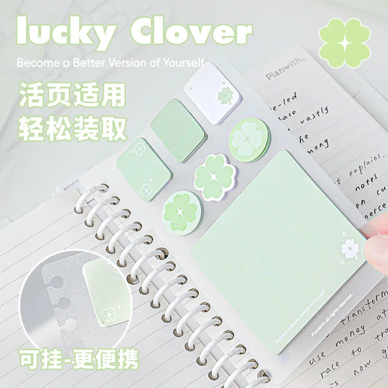 MINKYS Four Leaf Clover Binder Index Sticky Paper Planner Index Sticker List Handheld Memo Pad School Stationery Supplies