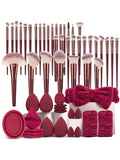 56 PCS Makeup Tools Set Including:36PCS Makeup Brush Set+1pc Makeup Brush Cleaning Tools+4PCS Triangle Powder Puffs+4PCS Makeup Sponges+4PCS Mini Air Cushion Powder Puffs+4PCS Mini Makeup Sponges+2PCS Hand Bowl Strap+1pc Hair