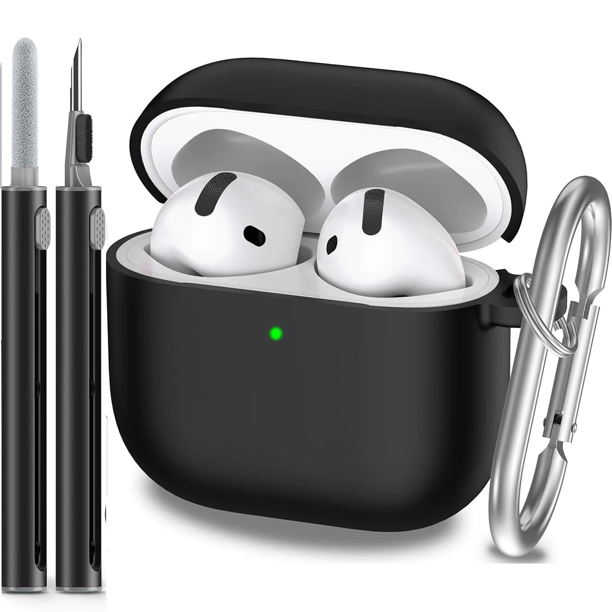 for AirPods 4th Generation Case Cover 2024, Military Grade Soft Silicone Shock-Absorbing for AirPods 4 Case with Keychain & Clea
