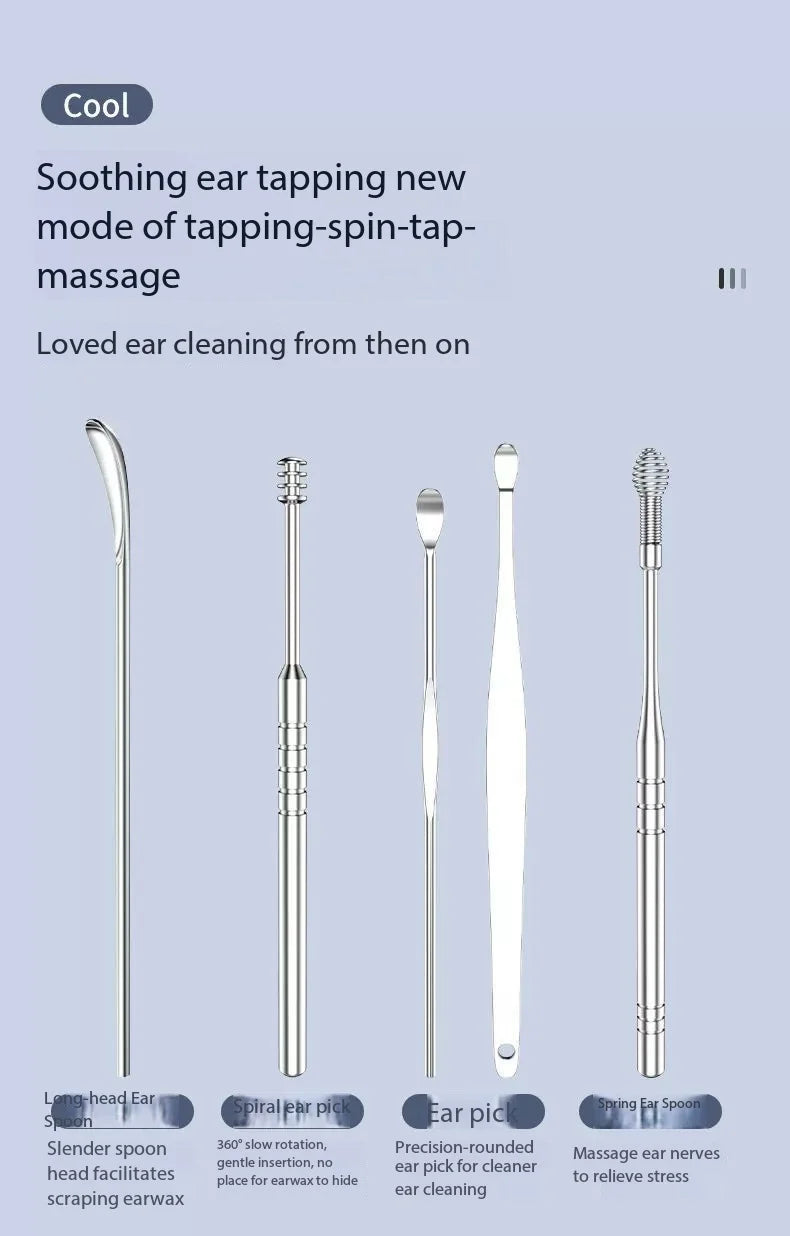 6Pcs Stainless Steel Ear Cleaning Set, Ear Pick Tools with Storage Tube, Professional Ear Wax Remover Kit for Home Use