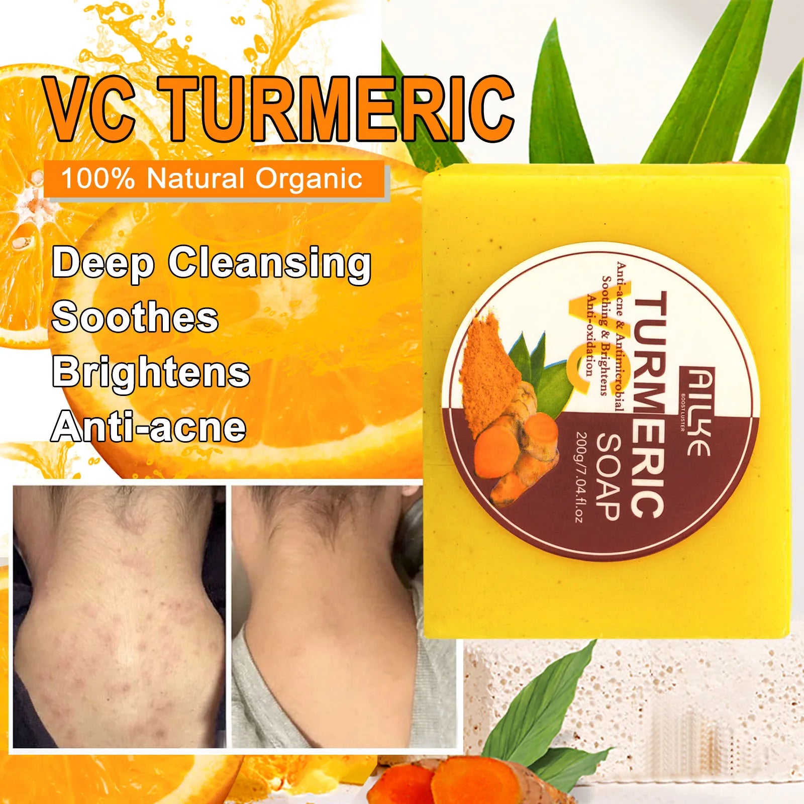 Organic Turmeric Skin Care Kit, Brighten, Clean, Remove Darkness, Spots, Acne, Lighten, Hydration, Exfoliate, Even Skin Tone