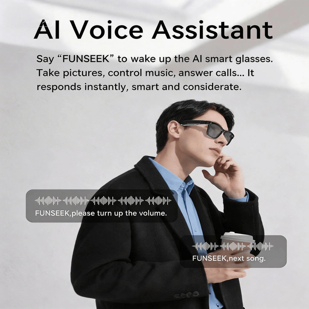 4K Camera Glasses with AI Smart Features That Support Real-Time Translation And Object Recognition, Open-Ear Audio, Ultra-Light Design, And Up to 8 Hours of Battery Life for Outdoor Cycling, Work, Travel