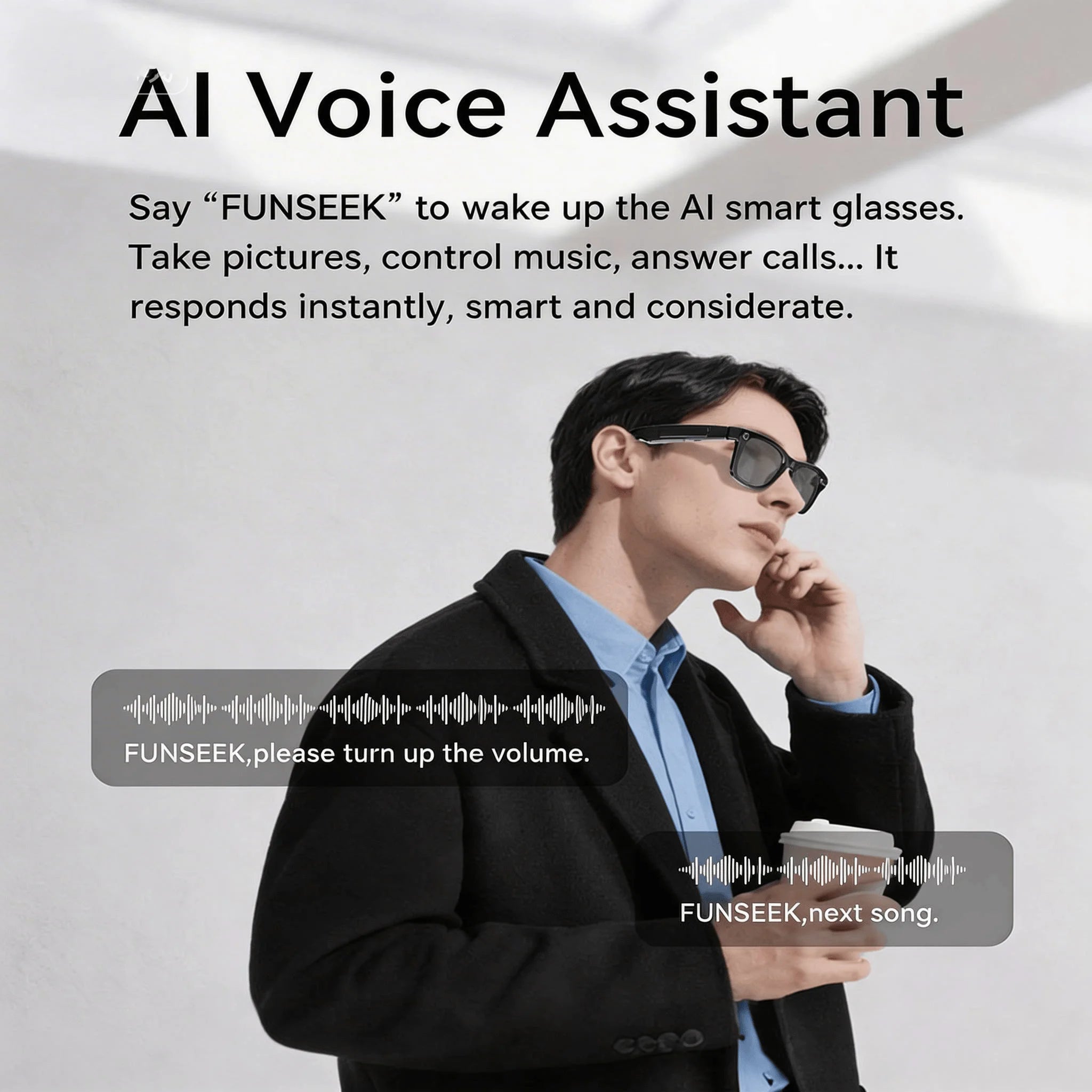 4K Camera Glasses with AI Smart Features That Support Real-Time Translation And Object Recognition, Open-Ear Audio, Ultra-Light Design, And Up to 8 Hours of Battery Life for Outdoor Cycling, Work, Travel