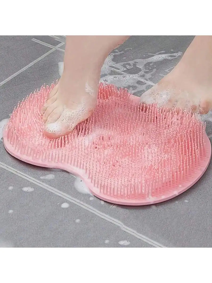 Silicone Shower Massage Mat Foot Scrubber Wall-Mounted Back Exfoliator - Anti-Slip Suction Cup