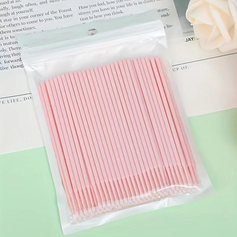 100Pcs Disposable Micro Cotton Swabs Lash Extension Cleaning Brush Household Salon Makeup Supply