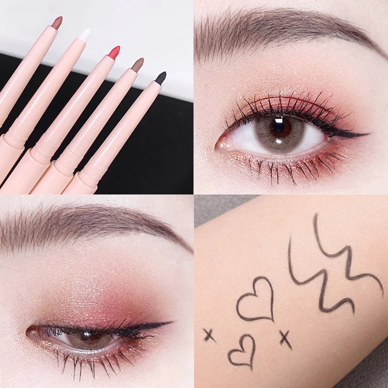 Matte Red Brown Eyeliner Gel Pencil Ultra-thin Long Lasting Quick Dry Smooth Eye Shadow Lying Silkworm Pen Makeup Cosmetics