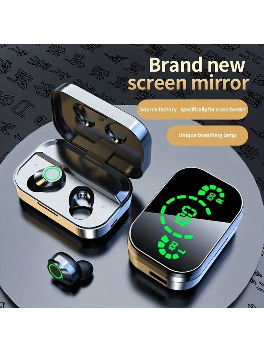 A Pair Of True Wireless Earbuds With Digital LED Battery Display, TWS In Ear Headphones With ENC Noise Reduction Function, Built-In Condenser Microphone, Sports And Fitness Headphones, Deep Bass, Type-C Rechargeable Case, Lit