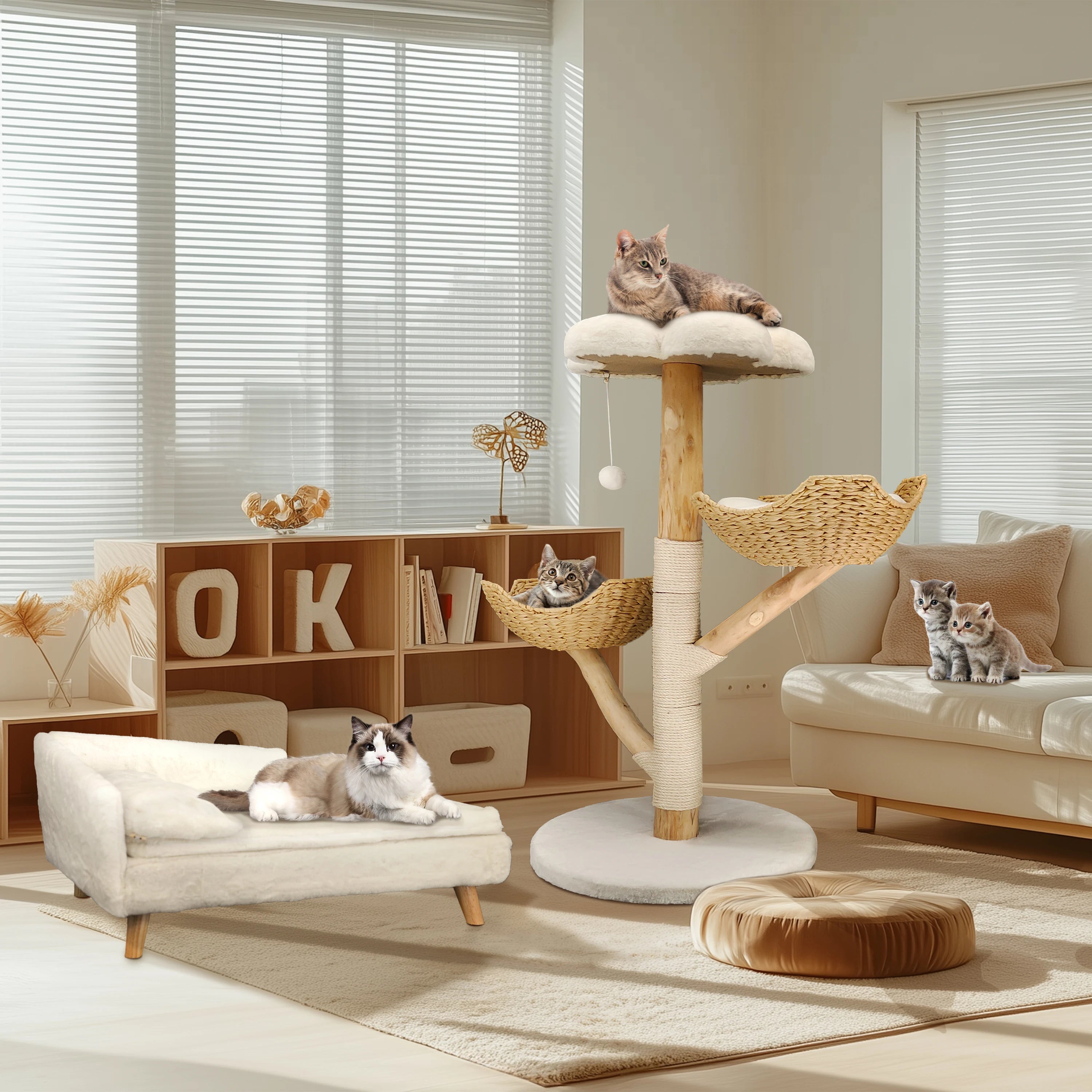 Bingopaw Cat Tree Tower Condo Furniture Scratch Post for Kittens Pet House Play