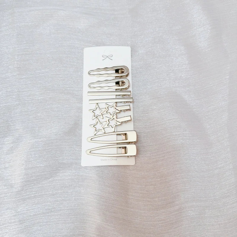 Sliver Metal Hair Clips Women Girls Duckbill Hairpin Personality Bangs Side Headwear Barrettes Hairclip Styling Accessories