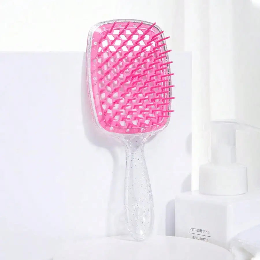 Glossy Hair Comb, Transparent Glossy Hollow Hair Styling Comb, Home Hair Styling Comb, Anti-Static Scalp Massage Comb, Suitable For Dry And Wet Styling, Suitable For Straight And Normal Hair - Ladies Gentle Hair Brush, Back T