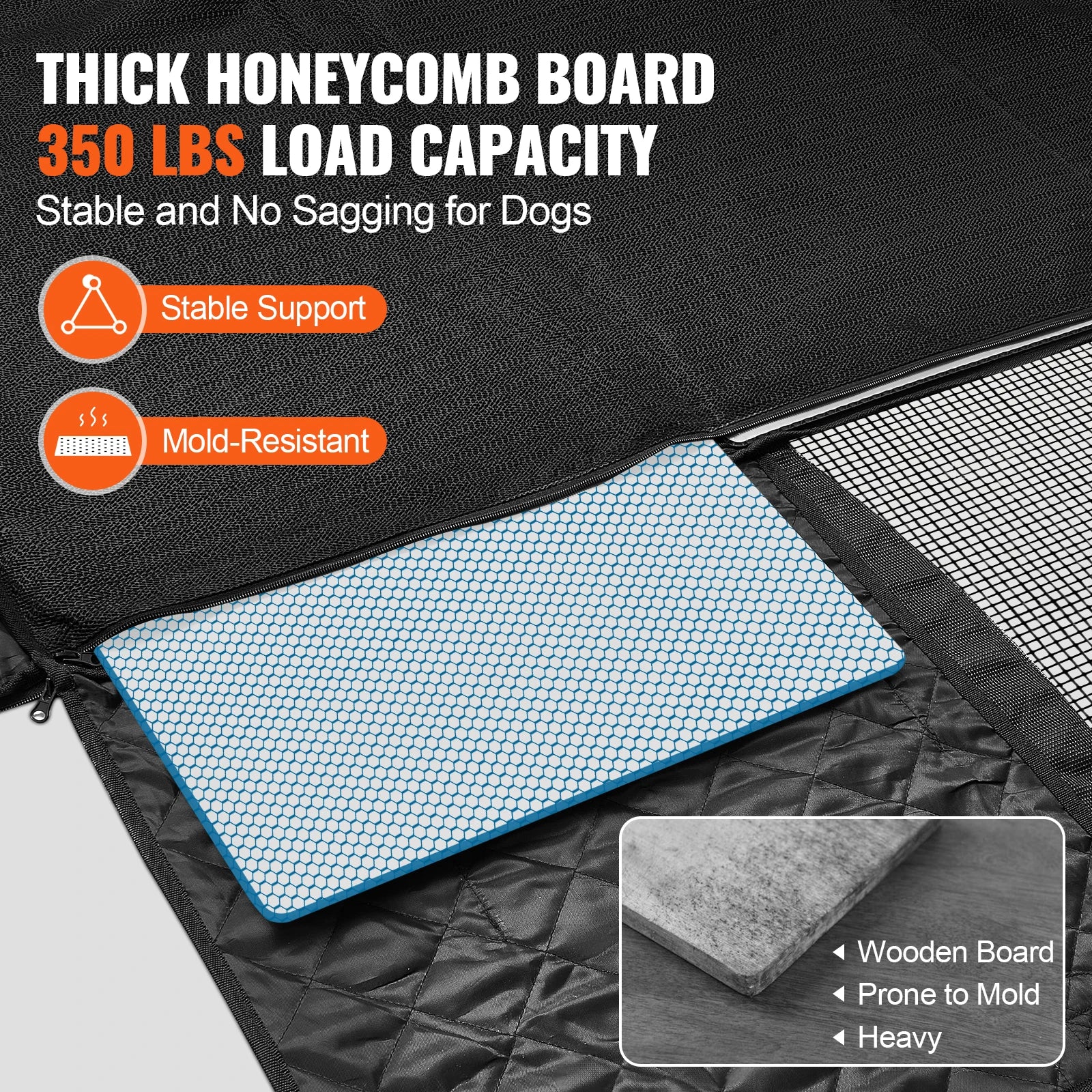 SucceBuy Back Seat Extender for Dogs Hammock for Car Back seat Car Seat Cover with Hard Bottom Dog Car Seat Bed Supports 350lb