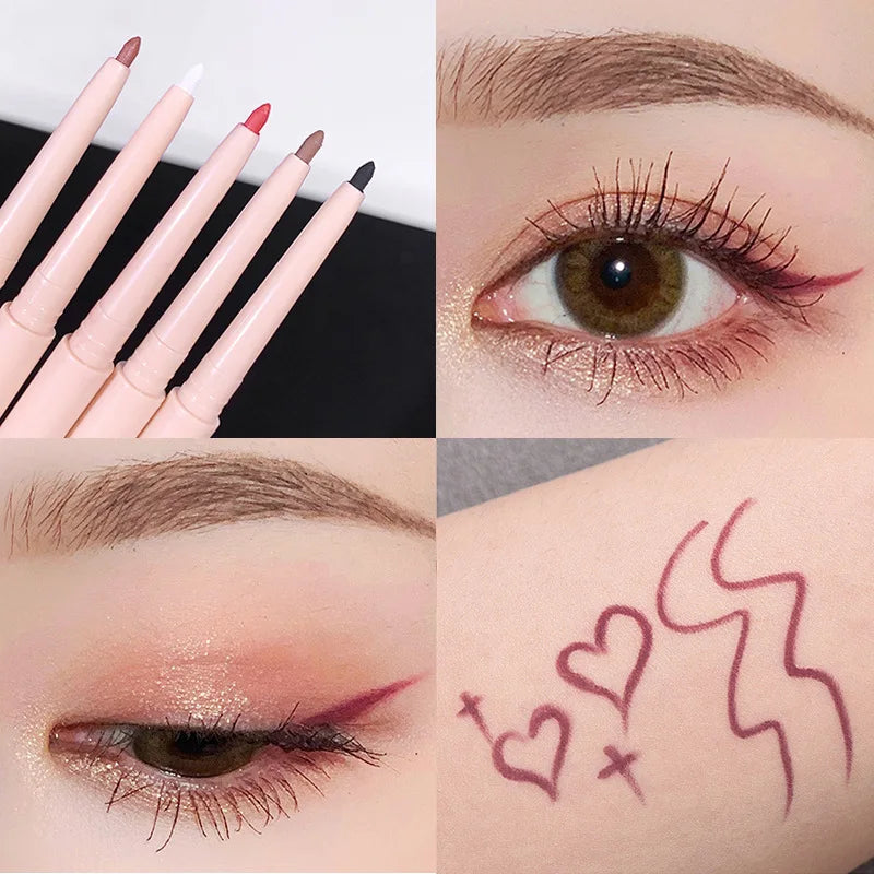 Matte Red Brown Eyeliner Gel Pencil Ultra-thin Long Lasting Quick Dry Smooth Eye Shadow Lying Silkworm Pen Makeup Cosmetics
