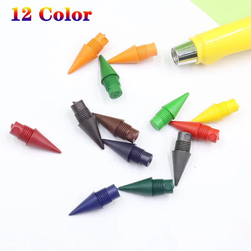 New Technology 12 Color Infinity Pencils No Ink Kawaii Unlimited Pencil School Kids Art Color Sketch Painting Stationery