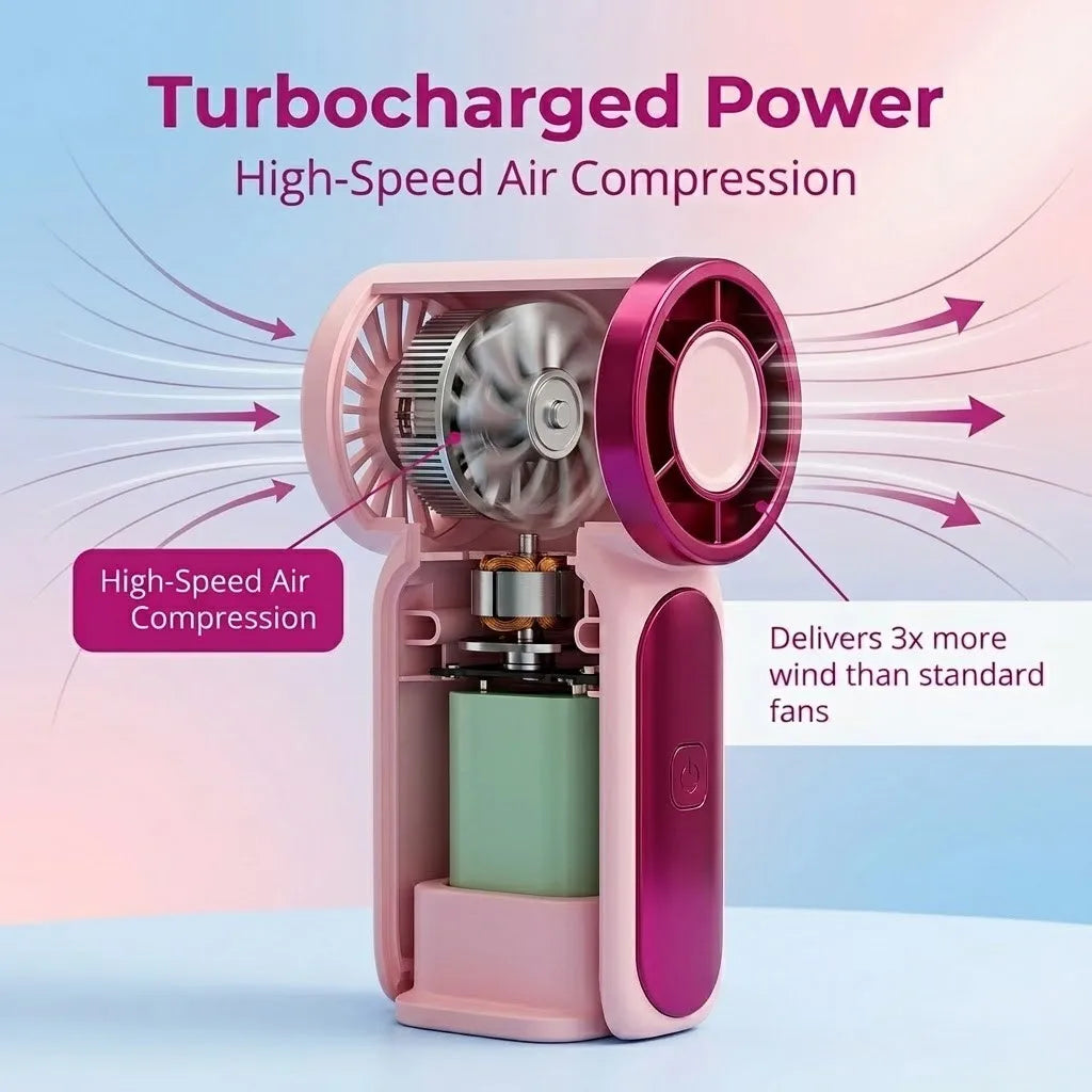 Portable Handheld Mini Fan, 6 Speeds 16900 RPM High Velocity Personal Fan with LED Display, USB Rechargeable, Mini Fan with Lanyard for Makeup, Travel, Outdoor Fan for Women Girl Gift, Pink
