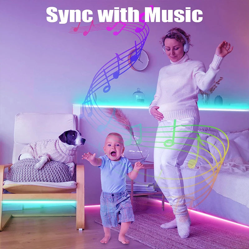 LED Strip Lights RGB 5050 LED Strips Bluetooth APP Control Color Changing DC 12V 30LEDS/M Per Meter For Bedroom Room Kitchen Bar