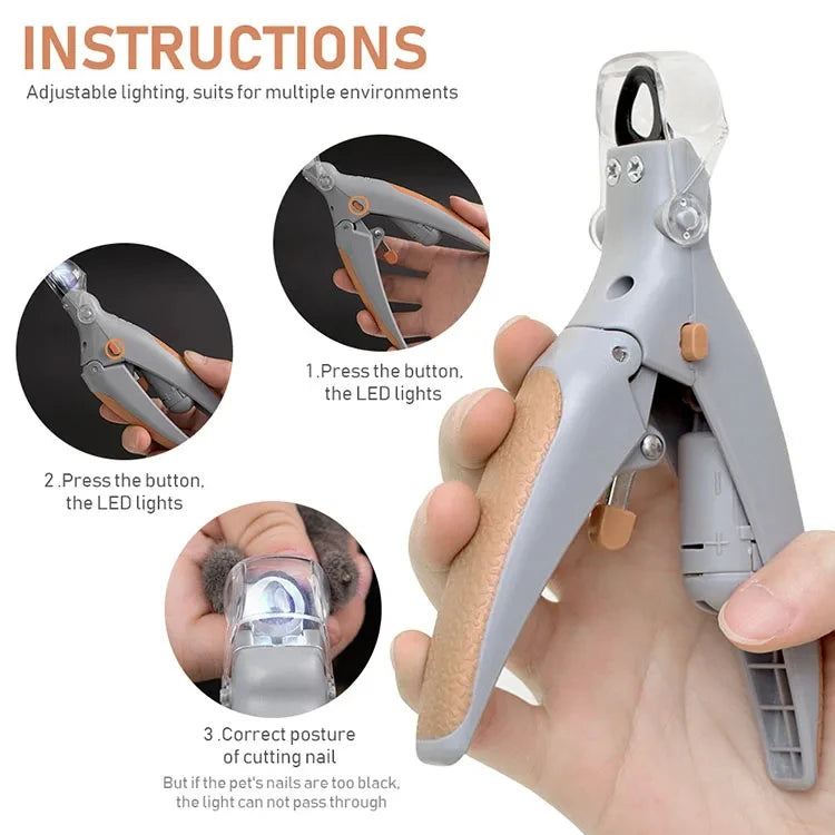 Professional Pet Nail Clipper Scissors With LED Light Cat Dog Nail Clipper Tool Scissors Nail Toeclaw Cutter Scissors Pet Supply