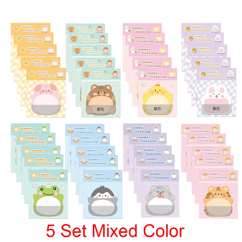 8 pcs/set,1-3-5 set Adhesive Kawaii Cartoon Animals Sticky Notes Notepad Memo Pad Stationery Sticker