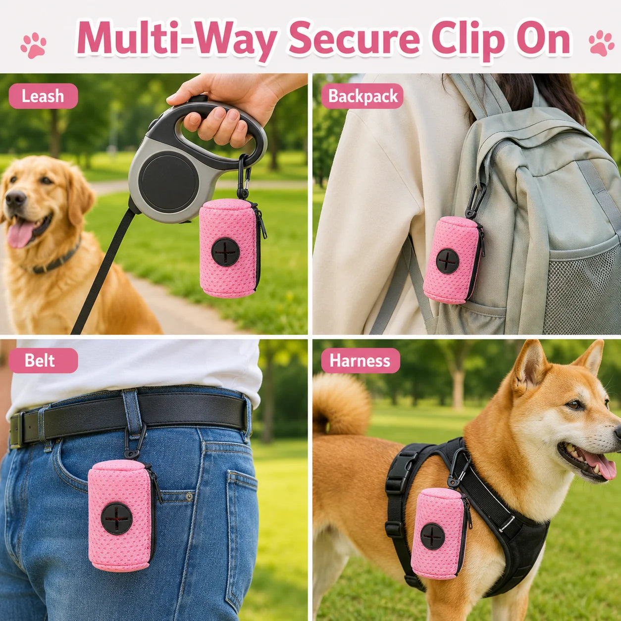 Dog Poop Bag Dispenser Hangingable Dog Poop Bag Holder Poo Bags Dispenser forDogs Walking Garbage Bags Dispensers Pet Supplies